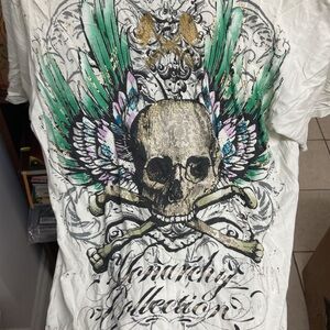 Vintage Monarchy “Winged Skull” Graphic White T-Shirt